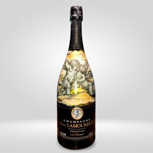 Champagne Magnum decorata a mano LAMOUREUX [CXT25 Asta Benefica - pezzo unico]